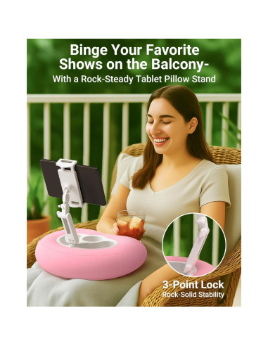 Soporte de Almohada Ajustable Bongogoo para Tabletas y Teléfonos Rosa