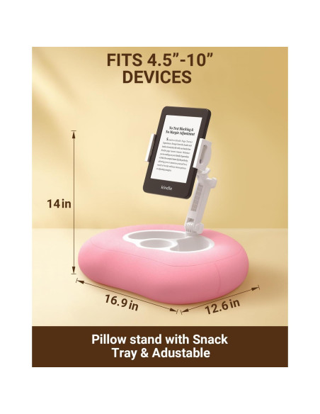 Soporte de Almohada Ajustable Bongogoo para Tabletas y Teléfonos Rosa