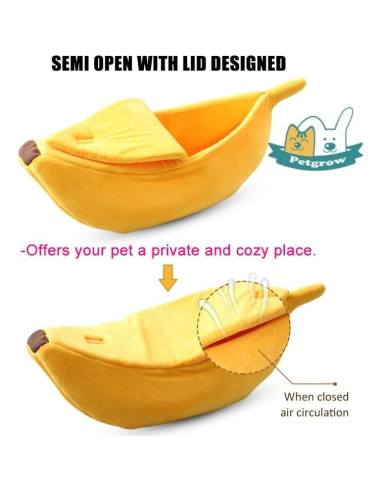 Cama para Gato Grande Petgrow en Forma de Plátano Amarillo