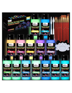 Set de Pintura Acrílica Fluorescente LET'S RESIN 14 Colores 60ml