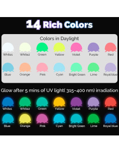 Set de Pintura Acrílica Fluorescente LET'S RESIN 14 Colores 60ml 2