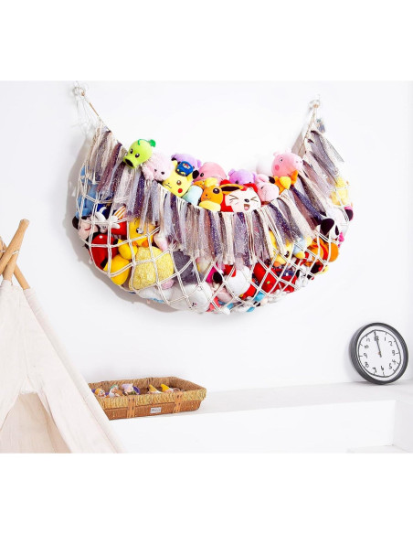 Hamaca de Almacenamiento de Juguetes de Peluche Amdermi - Crema