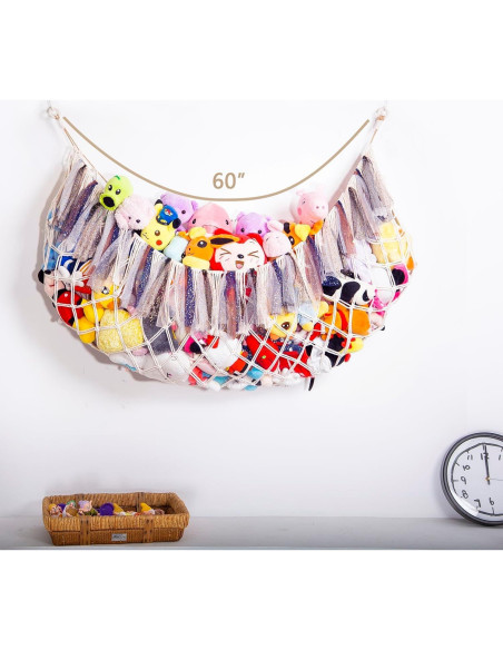 Hamaca de Almacenamiento de Juguetes de Peluche Amdermi - Crema