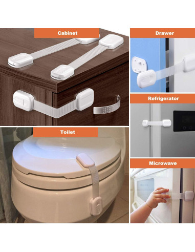 Cierres de Seguridad para Armarios OKEFAN - 12 Pestillos Adhesivos