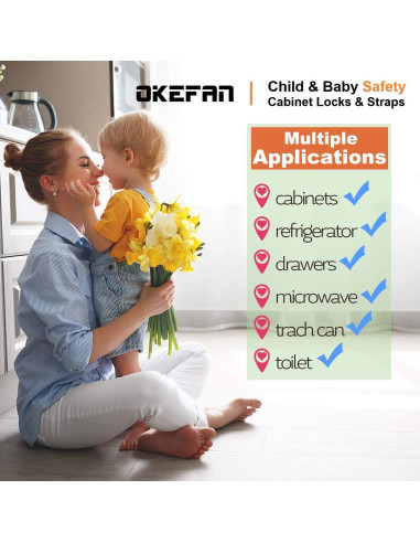 Cierres de Seguridad para Armarios OKEFAN - 12 Pestillos Adhesivos