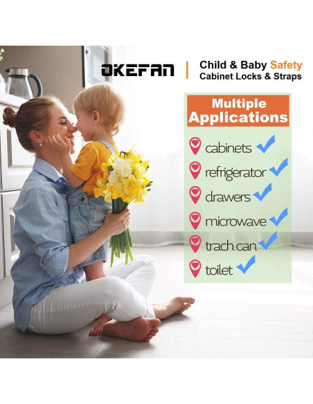 Cierres de Seguridad para Armarios OKEFAN - 12 Pestillos Adhesivos