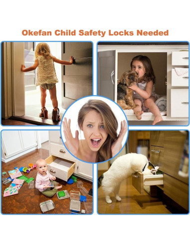 Cierres de Seguridad para Armarios OKEFAN - 12 Pestillos Adhesivos
