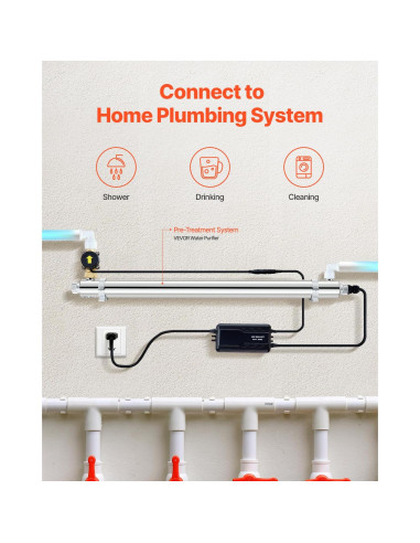 Purificador de Agua UV VEVOR 55W 12 GPM Acero Inoxidable