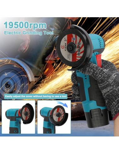 Amoladora Angular Inalámbrica Loyliawa 12V 19500rpm Azul