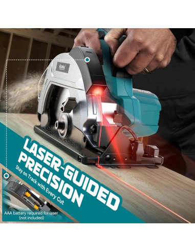 Sierra Circular Inalámbrica Ecarke 7-1/4" 18V 5000RPM con Guía Láser