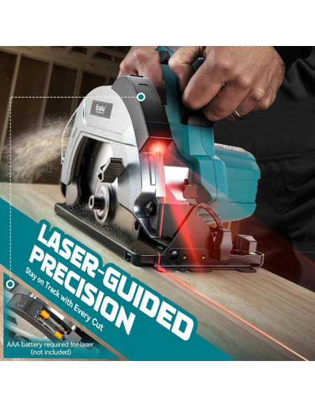 Sierra Circular Inalámbrica Ecarke 7-1/4" 18V 5000RPM con Guía Láser