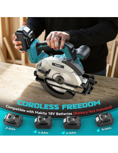 Sierra Circular Inalámbrica Ecarke 7-1/4" 18V 5000RPM con Guía Láser