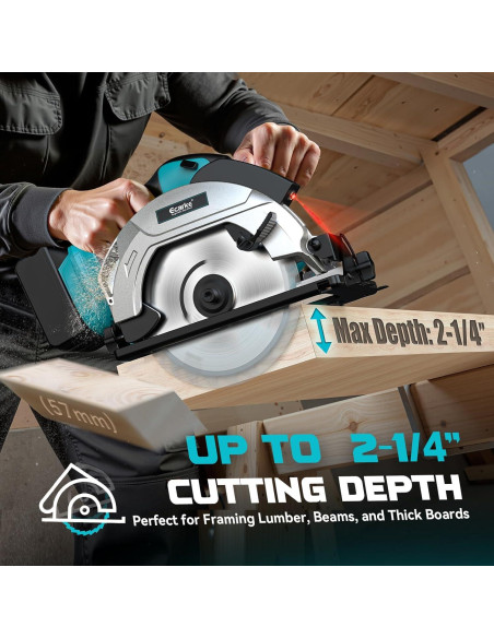 Sierra Circular Inalámbrica Ecarke 7-1/4" 18V 5000RPM con Guía Láser