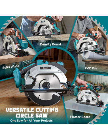 Sierra Circular Inalámbrica Ecarke 7-1/4" 18V 5000RPM con Guía Láser