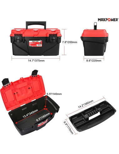 Caja de Herramientas MAXPOWER 15" Plástico con Bandeja Extraíble