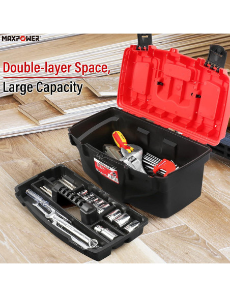 Caja de Herramientas MAXPOWER 15" Plástico con Bandeja Extraíble