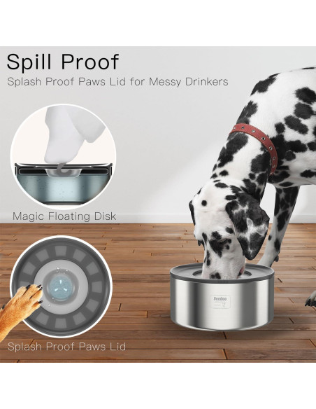 Tazón de Agua Antiderrames Feedoo 2L Acero Inoxidable