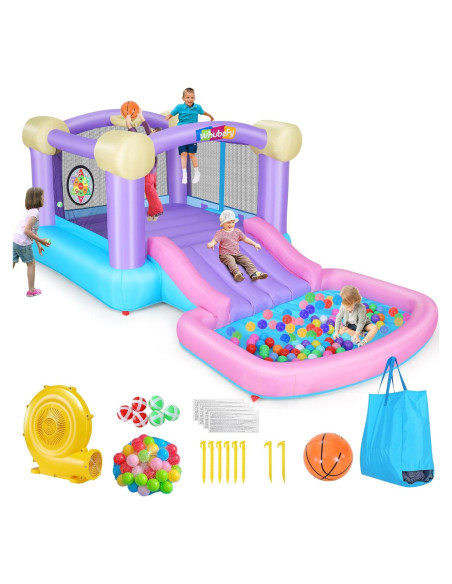 Casa Inflable Whubefy Rosa con Piscina de Pelotas 161x82x63 cm
