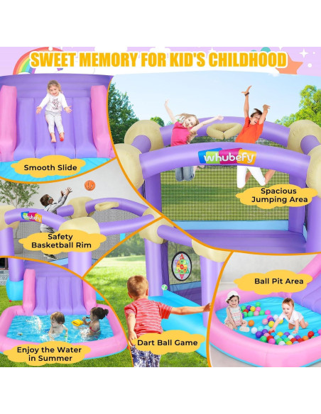 Casa Inflable Whubefy Rosa con Piscina de Pelotas 161x82x63 cm