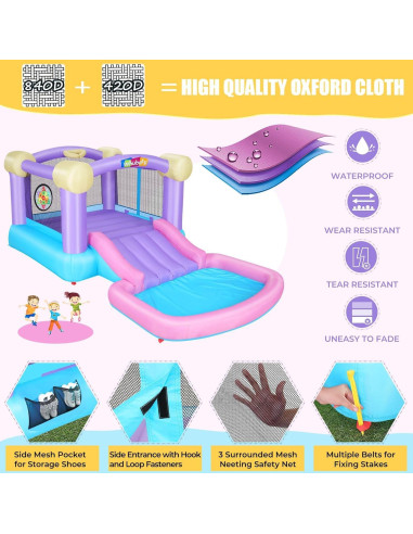 Casa Inflable Whubefy Rosa con Piscina de Pelotas 161x82x63 cm