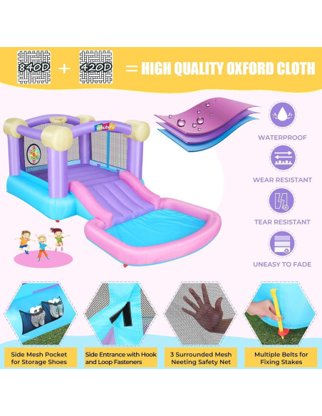 Casa Inflable Whubefy Rosa con Piscina de Pelotas 161x82x63 cm