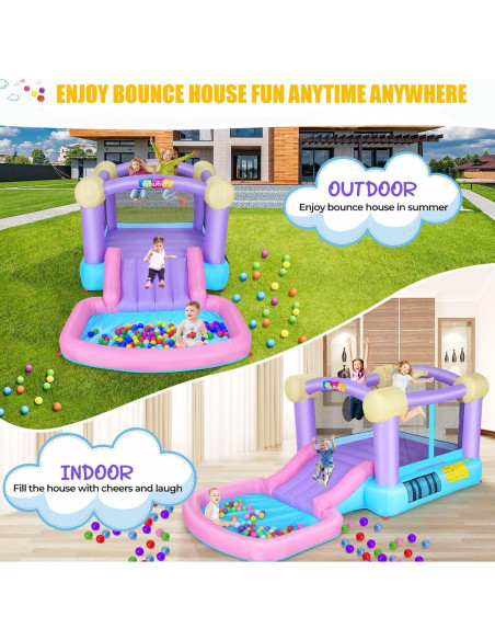 Casa Inflable Whubefy Rosa con Piscina de Pelotas 161x82x63 cm