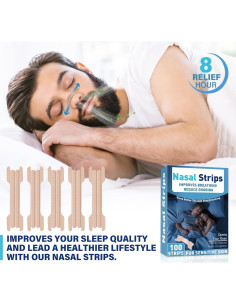 Tiras Nasales Antironquidos NECALON - 100 Pcs Alivio Congestión 2