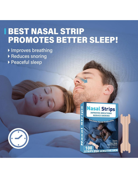 Tiras Nasales Antironquidos NECALON - 100 Pcs Alivio Congestión