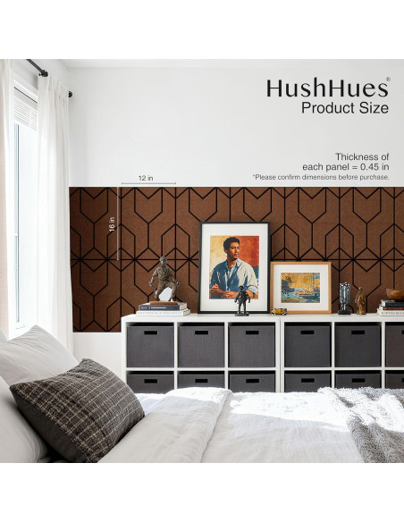 Paquete de 12 Paneles Acústicos 40.6x30.5cm Marrón+Negro