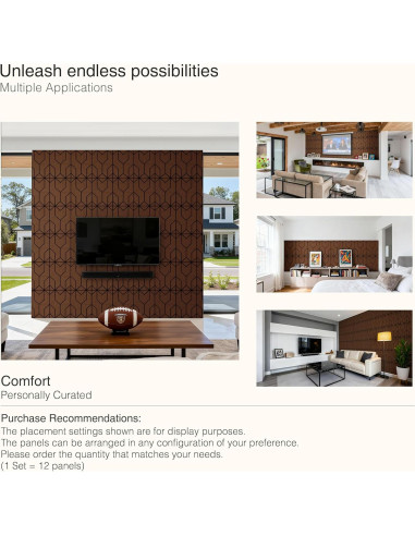 Paquete de 12 Paneles Acústicos 40.6x30.5cm Marrón+Negro