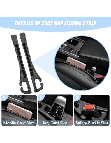 Organizador Relleno Espacio Asiento Coche Pincuttee 2Pcs Negro