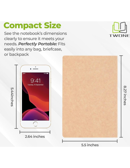 Cuaderno A5 TWONE Kraft Rayado - Paquete de 6 Unidades
