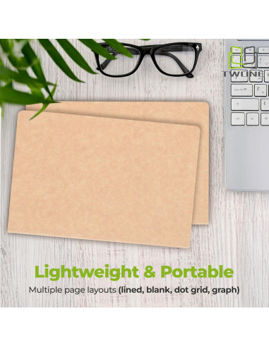 Cuaderno A5 TWONE Kraft Rayado - Paquete de 6 Unidades