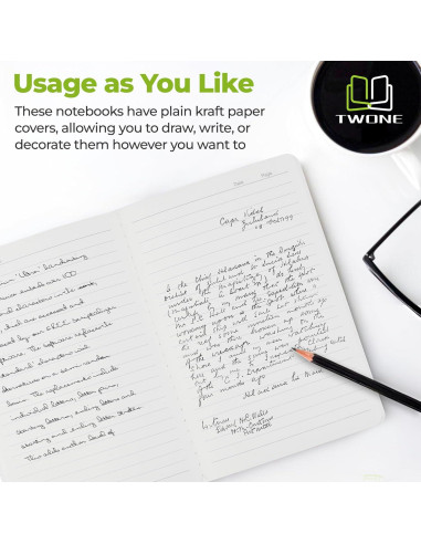 Cuaderno A5 TWONE Kraft Rayado - Paquete de 6 Unidades