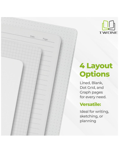 Cuaderno A5 TWONE Kraft Rayado - Paquete de 6 Unidades