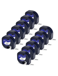 Cinta de Etiqueta Pristar 12-Pack 12mm Negro sobre Blanco