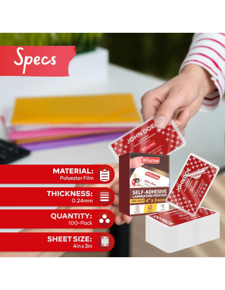 Bolsas de Laminado Autoadhesivas XFasten 10 Mil 100 Paquete 10x7.6 cm