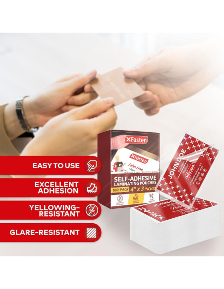 Bolsas de Laminado Autoadhesivas XFasten 10 Mil 100 Paquete 10x7.6 cm