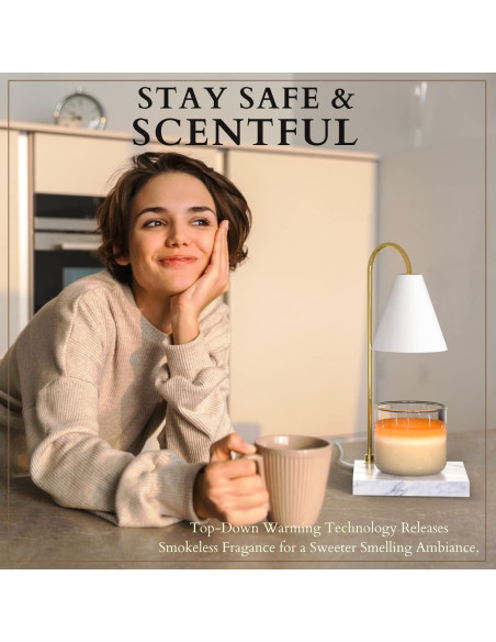 Calentador de Velas Cozyberry Esencial con Temporizador y Mármol