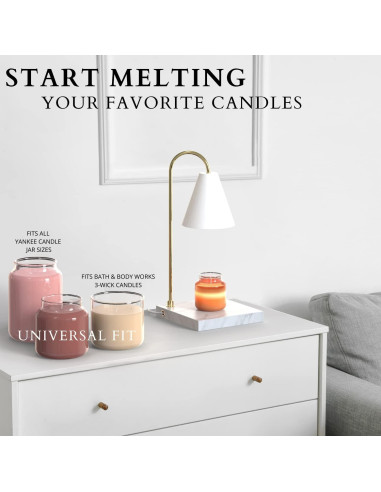 Calentador de Velas Cozyberry Esencial con Temporizador y Mármol