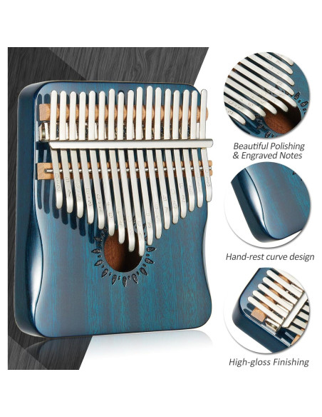 Kalimba AARVI 17 Teclas Azul - Piano de Pulgar Portátil