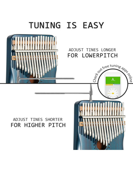 Kalimba AARVI 17 Teclas Azul - Piano de Pulgar Portátil