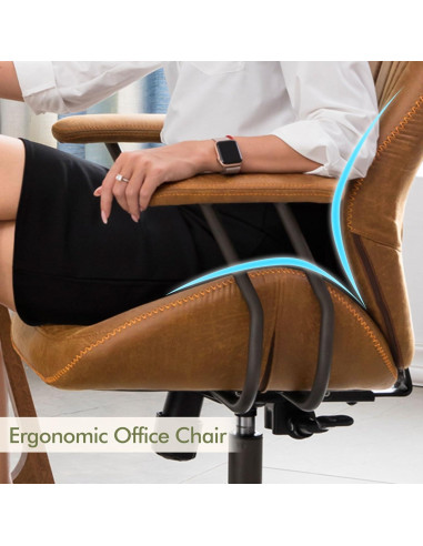 Silla de Oficina CAODOC Giratoria Suede Marrón Ajustable