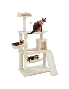 Árbol para Gatos Extra Grande Yaheetech 161 cm con Rascador y Hamaca