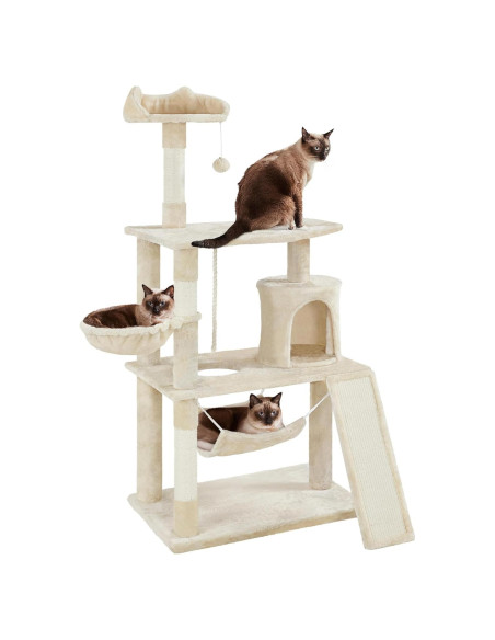 Árbol para Gatos Extra Grande Yaheetech 161 cm con Rascador y Hamaca
