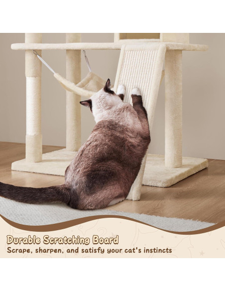 Árbol para Gatos Extra Grande Yaheetech 161 cm con Rascador y Hamaca