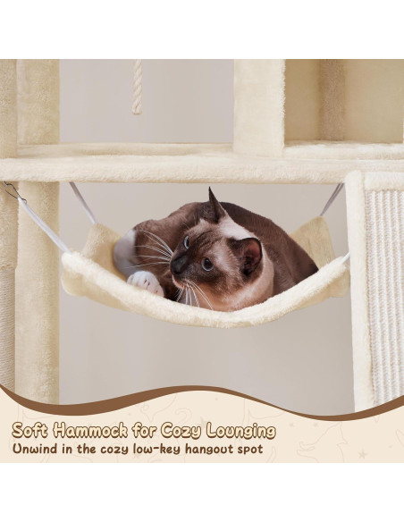 Árbol para Gatos Extra Grande Yaheetech 161 cm con Rascador y Hamaca