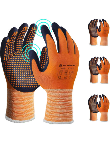 Guantes de Trabajo Schwer LT5619 Talla S 3 Pares Nitrilo + Mangas Nivel 5