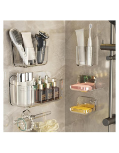 Caddy de Ducha Plaitaoai Transparente, Organizador de Baño 6 Piezas