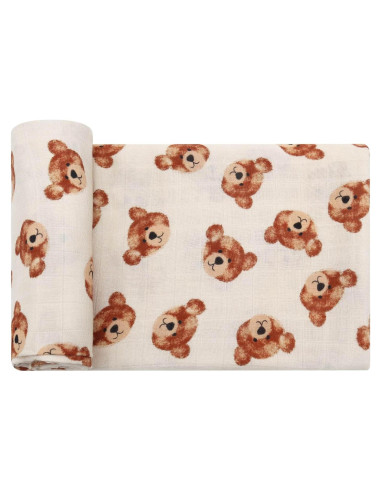 Manta de Muselina LifeTree Cabeza de Oso 120x120 cm